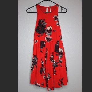 Free people flutter dress size 0 red dress floral